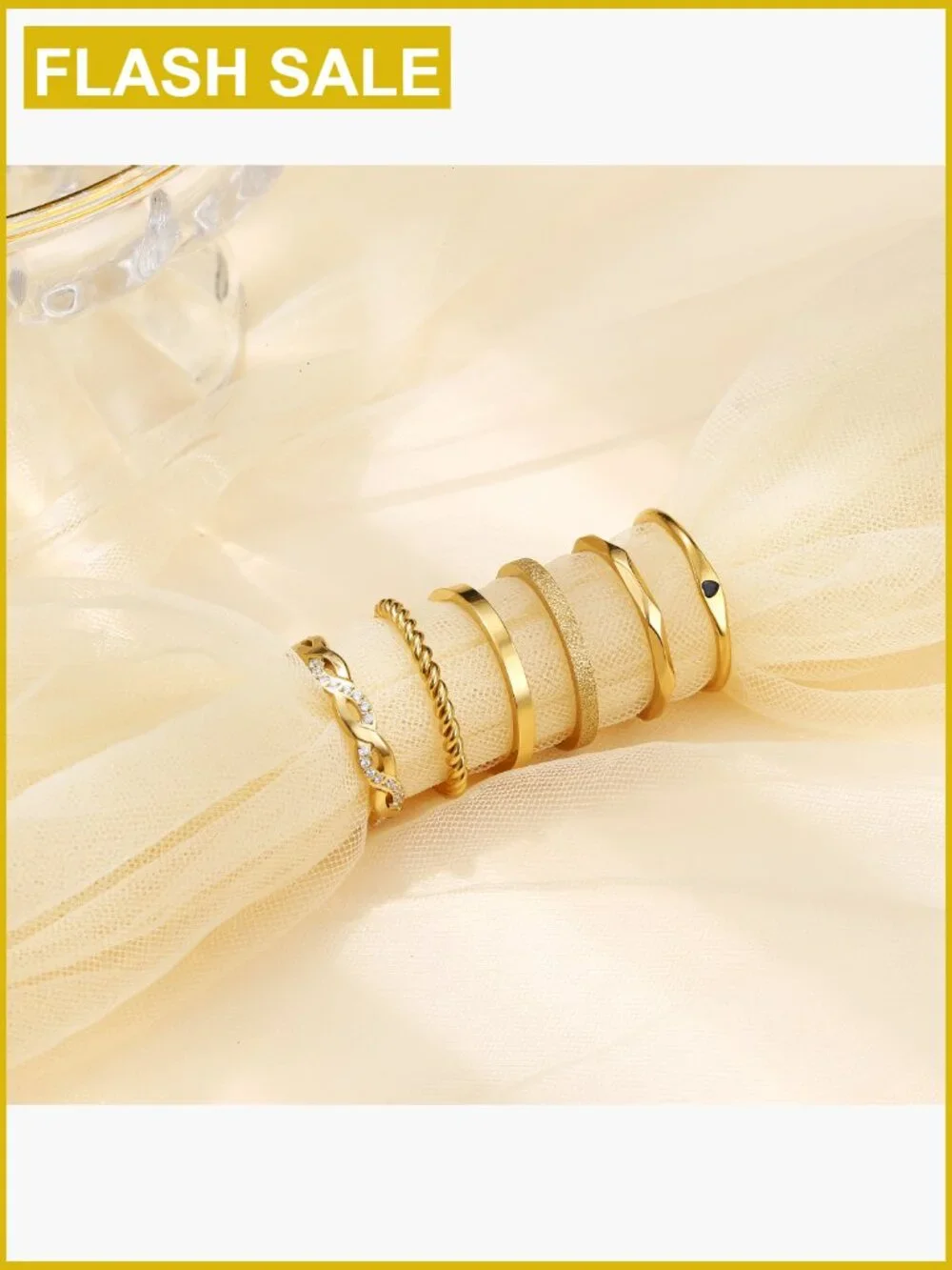 6 Piece Stainless Steel Stacking Rings Set Knuckle Midi Promise Wedding Band